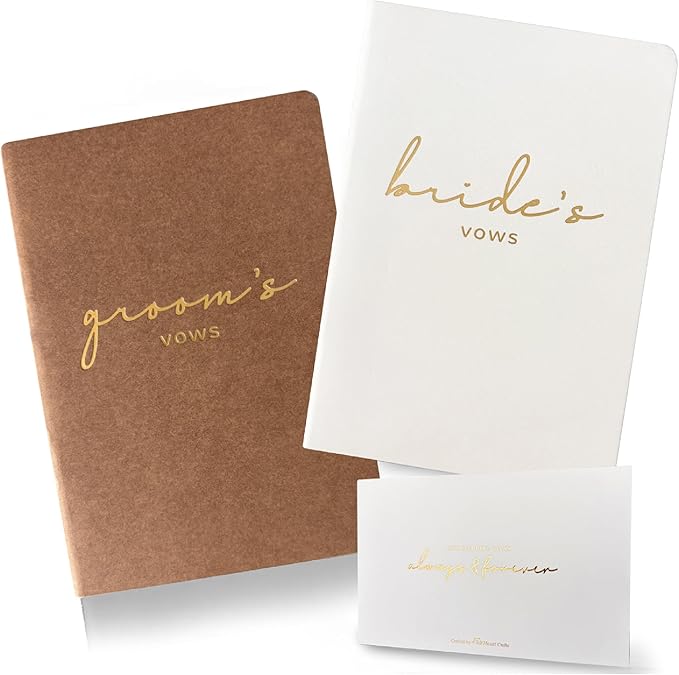 Vow Books for Bride and Groom, His and Hers Vow Books for Wedding-Soft Touch Gold Foil Engraving, Engagement | Wedding Essentials