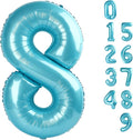 40 Inch Number 8 Balloon, Pastel Blue 8 18 28 80 Birthday Balloons for Men Boys, 8th Birthday Decorations Party Supplies, Wedding, Graduations