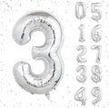 40 Inch Silver Number Balloons, Helium Mylar Foil Number Balloons for Birthdays, Number 3 Balloon for Party Wedding Bachelorette Birthday Bridal Shower Anniversary Celebration Party Decorations