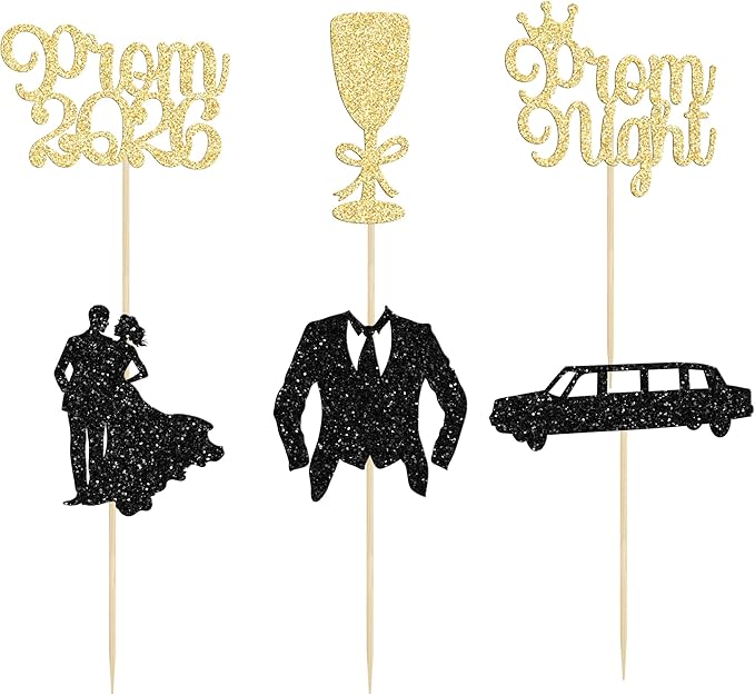 Gyufise 24Pcs Prom Cupcake Topper Prom Decorations for Party 2026 Prom Graduation Cupcake Topper 2026 Graduation Decorations Class of 2026 College Graduation Decorations