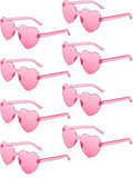 8 Pairs Heart Sunglasses for Women Bulk Transparent Pink Heart Shaped Sunglasses Bachelorette Party Glasses Fun Glasses for Party Favor to Add A Splash of Fun And Style