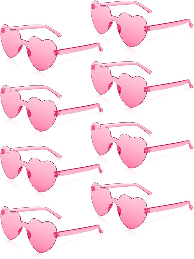 8 Pairs Heart Sunglasses for Women Bulk Transparent Pink Heart Shaped Sunglasses Bachelorette Party Glasses Fun Glasses for Party Favor to Add A Splash of Fun And Style