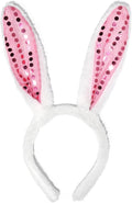 Needzo Easter Bunny Ears Hair Accessories, Pink and White Spring Items for Egg Hunts and Parties, One Size