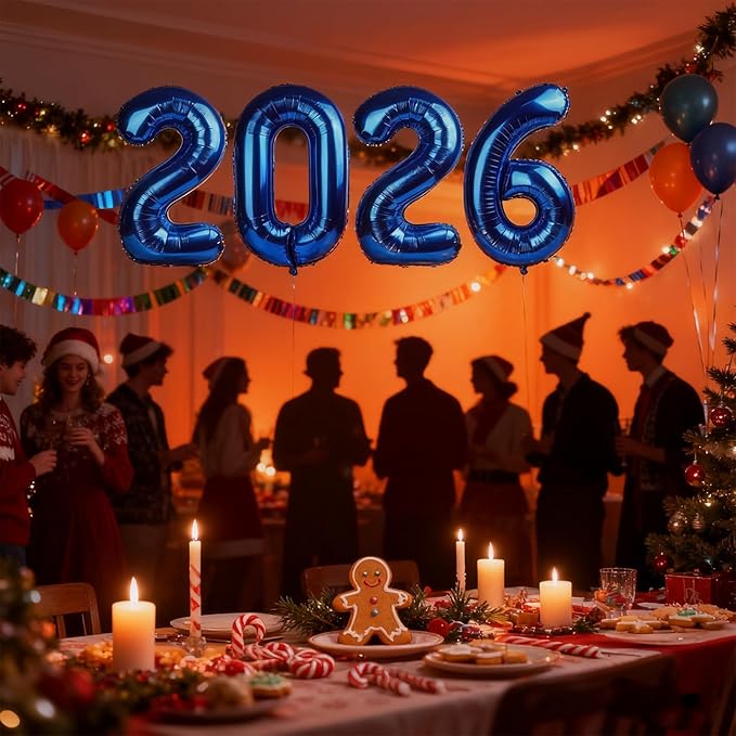 Dark Blue 2026 Balloons Number, Number 20 Balloons 40 Inch Big Foil Balloon Decoration, 2 0 2 6 Balloon Numbers for 2 20 22 26 60 Boy & Girl Birthday Party, Graduation, Anniversary