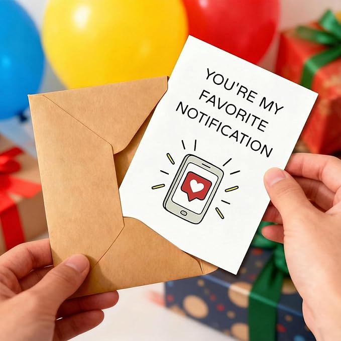 KINGNAME Cute Romantic Notification Card, Tech Love Card for Partner, Funny Phone Message Card for Boyfriend Girlfriend Husband Wife