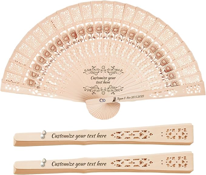 10Pcs Personalized wedding fans for guests, Custom Summer Wedding Fans, Unique Bridal Shower Party Favors, Handcrafted Wooden Fans for Guests (Sunflower wooden fan)
