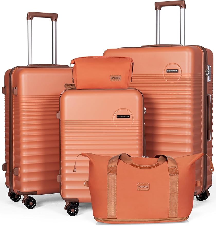 CONCEPTEN Luggage Sets 5 Piece, Suitcases with Wheels, Hardshell Suitcase Set, ABS Carry on Luggage Set with TSA Lock, Travel Luggage