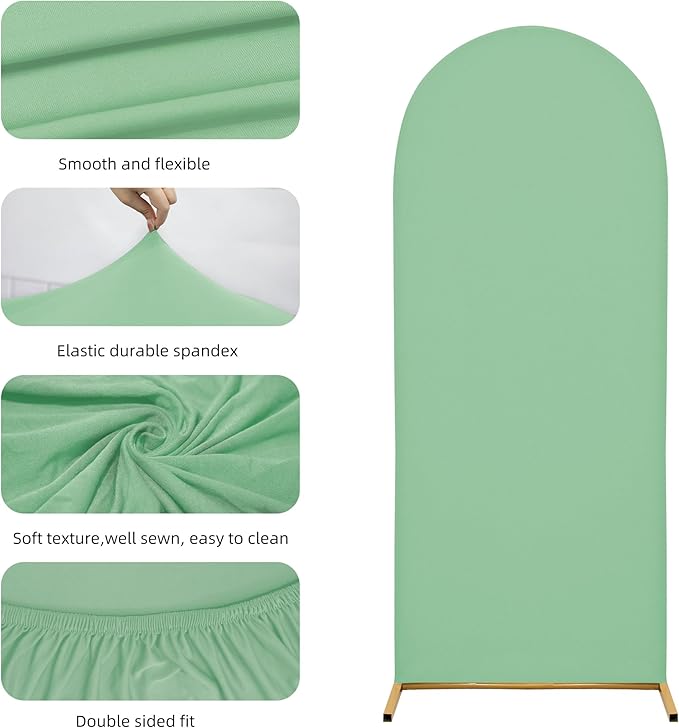 Arch Covers,Arch Backdrop Stand Fitted Cover for Wedding Birthday Party Ceremony Banquet Decoration(7.2FT&6.6FT&6FT,Mint Green,Cover Only)
