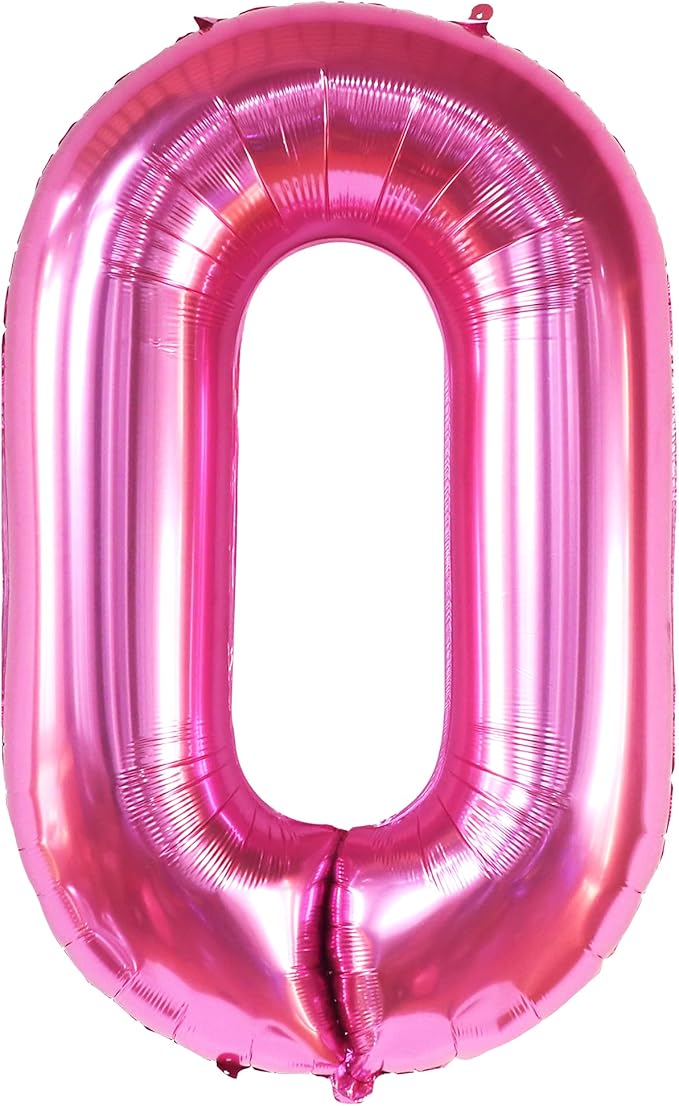 Giant Hot Pink 0 Balloon Numbers - 40 Inch | Pair 0 Digit To Other Numbers | Pink Zero for Birthday Party Supplies | Zero Balloon | Birthday Party Decorations