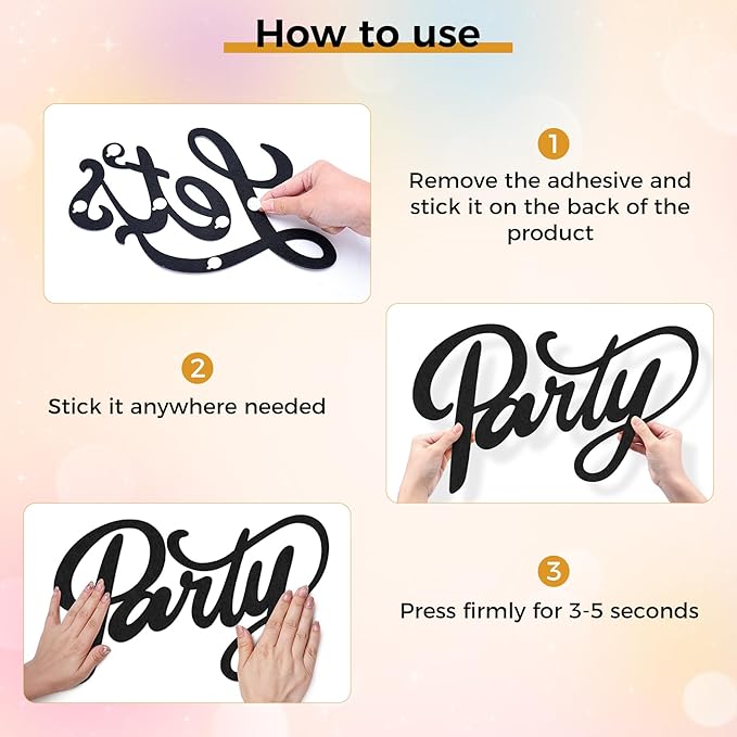 Babenest Let's Party Felt Sign, Black Reusable Letter Banner for Backdrop, Balloon Arch Decor, Party Supplies for Graduation, Birthday, Wedding, Bachelorette, Christmas, Home Bar, Man Cave Wall Decorations