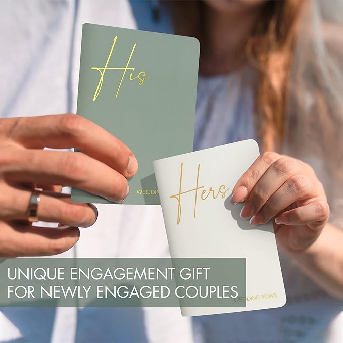 Elegant Vow Books With Gold Foil Lettering For Your Wedding - Perfectly Sized His and Hers Vow Books With Plenty Of Pages To Write Whatever is on Your Heart - A Beautiful Addition For The Wedding Day