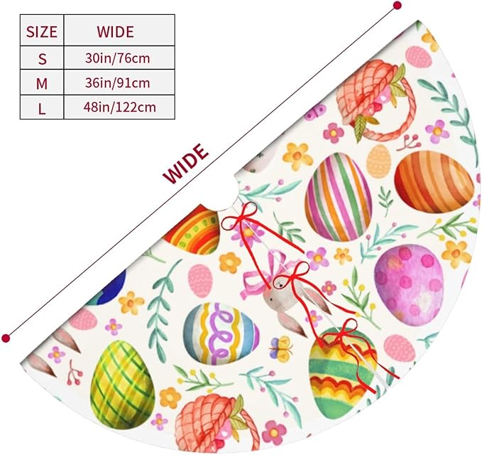 Easter Eggs Bunny Tree Skirt Xmas Tree Mat Christmas Tree Ornaments Decorations Holiday Party Indoor Outdoor 36"