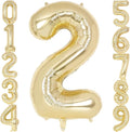 Light Gold Number 2 Balloon 40 Inch, Big Large Foil Helium White Gold Number Balloons, Giant Mylar Number 2 Balloons for 2 Year Old Birthday Party Decorations Supplies Anniversary
