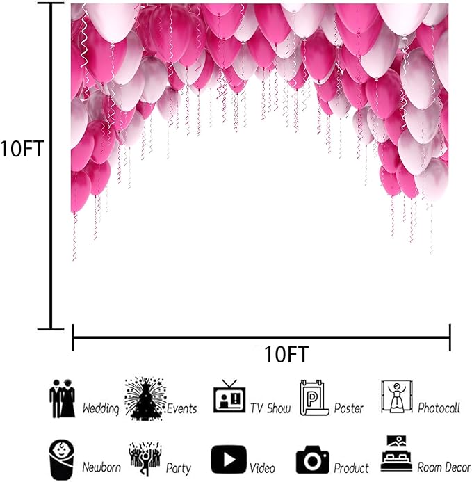 10x10ft Balloon Backdrop, Suitable for Birthday Parties, Baby Showers, Team Gatherings, and Family Gatherings and Photography Background Cloth