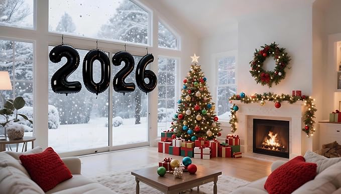 Black 2026 Number Balloon, 40 Inch 2026 Balloons, New Years Eve Decorations, Black Balloons for Graduation, Mylar Balloons Party Supplies 2026