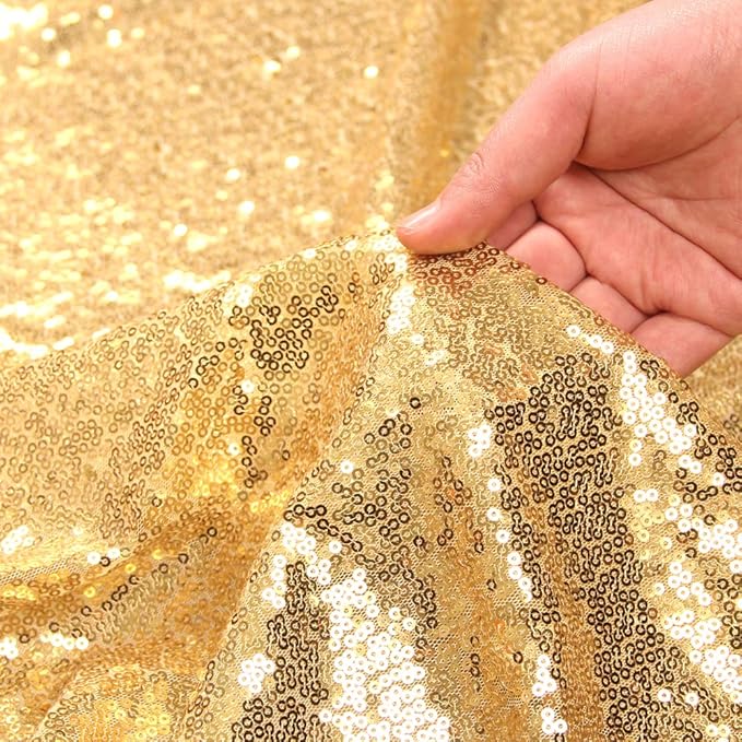 Juya Delight 4ftx7ft Gold Sequin Backdrop Curtain Glitter Photo Booth Backdrops for Party Wedding Photography,Gold,4ftx7ft