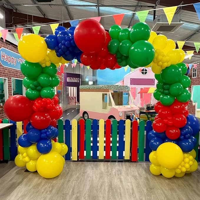 Red Blue Yellow Green Balloon Set, 12 Inch Carnival Circus Party Balloon Red Blue Green Yellow Helium Balloons Confetti Latex Balloon for Video Game Party Rainbow Kid Birthday Party Carnival Circus