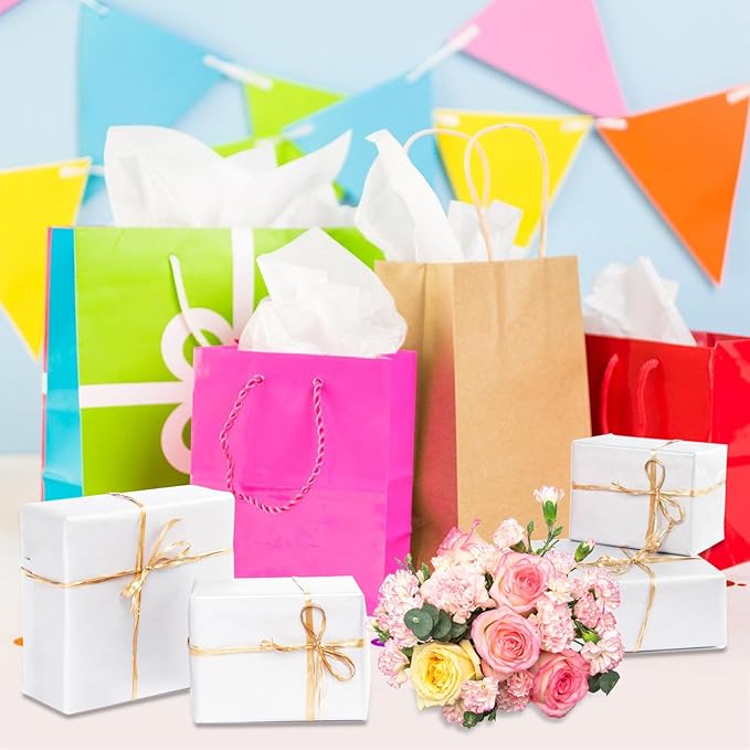 RYKOMO 200 Sheets White Tissue Paper for Gift Bags 14 x 20 Inches Acid Free Tissue Paper for Storage, Packaging, New Year, Festival Mother's Day Gift, Wedding, Birthday and Flower Decoration