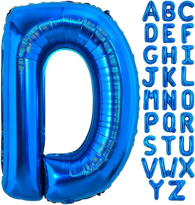 40 Inch Blue Letter D Balloons Alphabet D Letter Balloons Foil Mylar Big Letter Balloons for Birthday Party Anniversary New Year Graduation Wedding Decorations