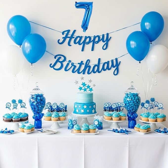 TONIFUL Number Balloons 16 Inch Blue 2 Set 0-9 Number Mylar Foil Balloons 20 Pcs Custom digitalal for 2026 New Year Eve Birthday Party Engagement Graduations Anniversary Baby Shower Decor