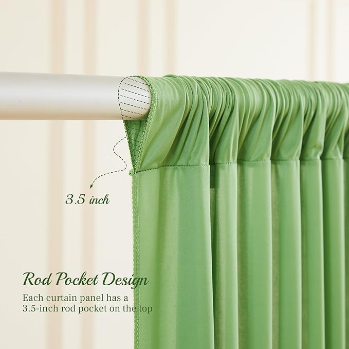8x10FT Sage Green Backdrop Curtains for Wedding Parties, Wrinkle Free Polyester Photography Backdrop Drapes for Wedding Baby Shower Birthday Parties Stage Background Stand Decorations 4x10ft,2 Panels