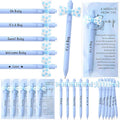 50 Set Baby Shower Party Gift Pen Favors for Guests Include 50 Pink Blue Bow Ballpoint Pens 50 Baby Shower Thank You Cards with Opp Bags for Gender Reveal Party Prizes Souvenirs(Boy)