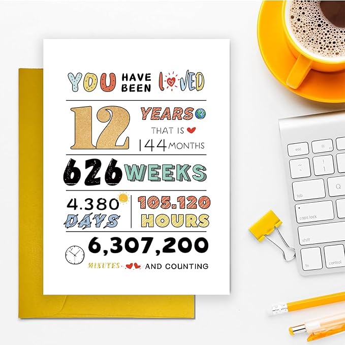 Funny 12th Birthday Card for Boys Girls, Unique Birthday Card Gift for 12th Teen Children, Happy Birthday Card Gift for Twelve Years Old Son Daughter, Ideas 12th Birthday Decorations