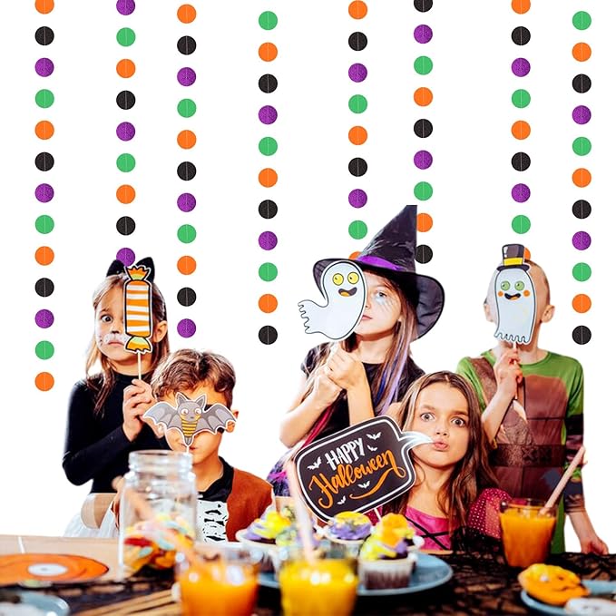 Black-Purple Orange-Green Halloween Party-Decorations Supplies - 52Ft Indoor Streamers Banner,Spooky Birthday Hanging Garland,Outdoor Horror Themed Wedding Baby Shower Wall Backdrop Decor Burgleda