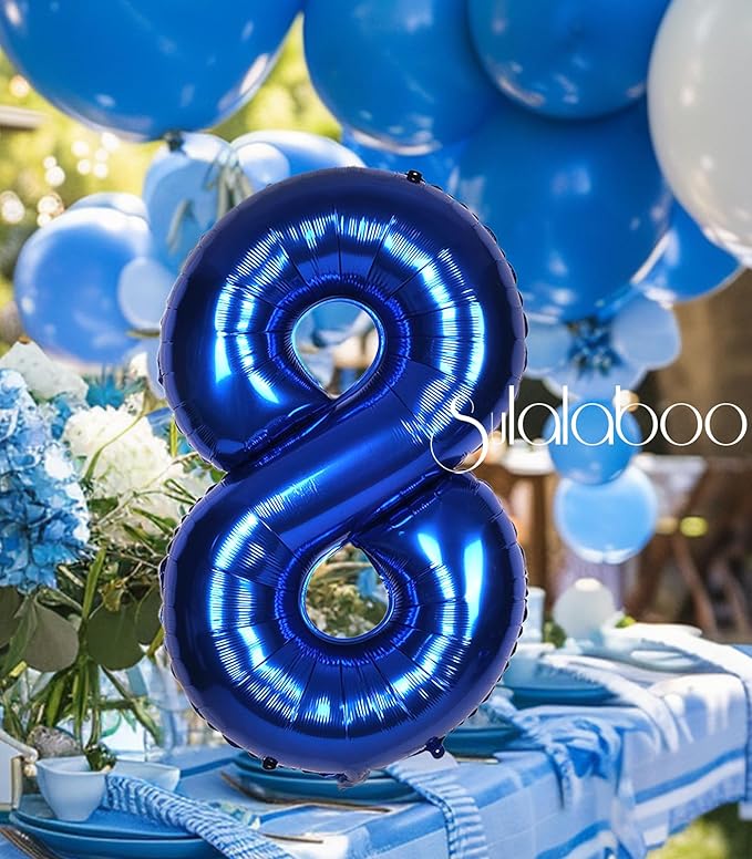 40Inch Navy Blue 8 Balloon Number Large Helium Royal Blue Number Balloons 0-9 Giant Digital 8th Foil Mylar Big Party Balloon for Boy Birthday Party Anniversary Graduation Decorations
