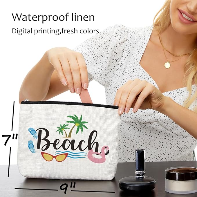 4PCs Beach Gifts for Women Makeup Bag, Beach Stuff Cosmetic Bag, Beachs Bags for Women, Beachs Vacation Survival Kit Essentials Sunscreen Bag, Gifts for Lovers Girls Friends Sister Bestie