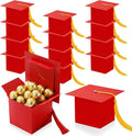 TaoBary 12 Pieces Graduation Candy Box Graduation Decorations Party Gift Boxes Graduate Cap Box Candy Chocolate Cookie Supplies for Ceremony Party(Red)