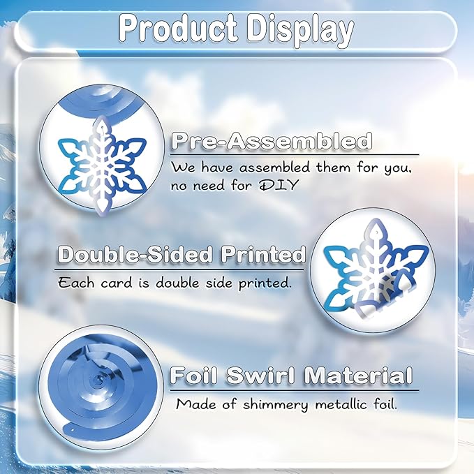 40Pcs Winter Snowflake Hanging Swirl Decorations, Frozen Snowflake Ceiling Hanging Decorations for Winter Wonderland Christmas Frozen Party Supplies