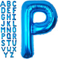 40Inch Blue Letter P Balloon Foil Helium Letter Balloons A-Z Giant Large Mylar Big Party Balloon for Birthday Party Decorations