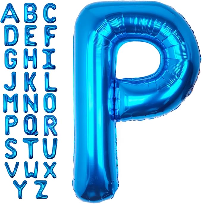 40Inch Blue Letter P Balloon Foil Helium Letter Balloons A-Z Giant Large Mylar Big Party Balloon for Birthday Party Decorations