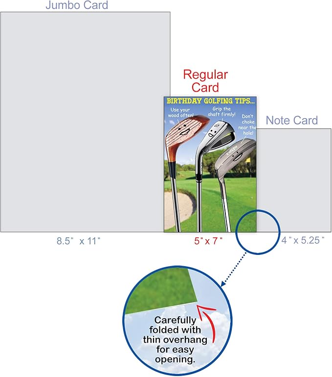 NobleWorks - Funny Men's Happy Birthday Card with Envelope - Golf Humor Greeting Card for Men, Husband - Sports Advice, Comic Stationery - Golfing Tips 9002