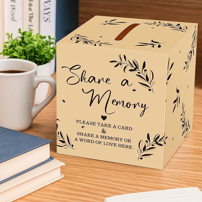 Pajean 50 Pcs Share a Memory Cards for Collections of Life, Memory Cards Box for Guest Ideas Funeral Graduation Wedding Bridal Shower Birthday Anniversary Retirement (Light Beige,Trendy)