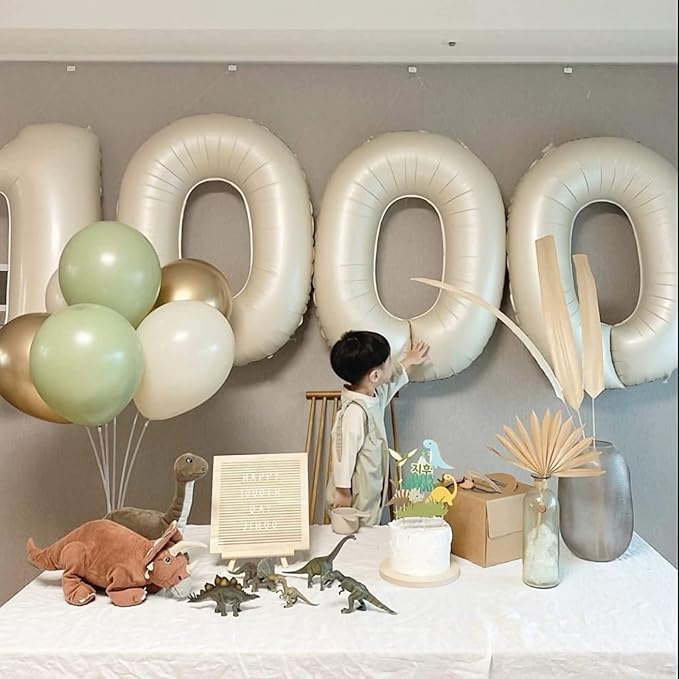 1 Balloon, Number 1 Balloons 40 Inch, Sand White Large Big Foil Number 1 Balloon for First Birthday Party Graduation Wedding Anniversary Baby Shower Bachelorette Decoration Supplies