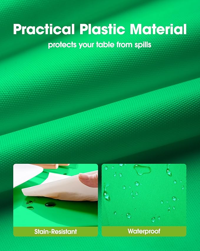 Pureegg Plastic Table Cloth Disposable 8 Pack, 54 x 108 Inch Table Cloths, St Patricks Day, Christmas Decorations, Tablecloths, Rectangle, Forest, Emerald, Plastic Cover, Leakproof & Sturdy, Green