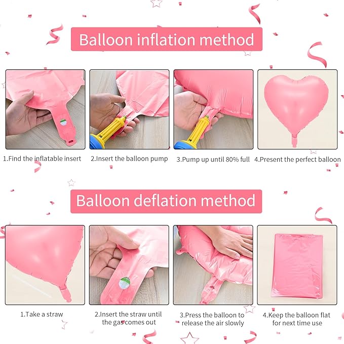 Biapian Pastel Heart Balloons, 10 Pcs Macaron Heart Shape - 18inch Pastel Pink Purple Green Teal Yellow Foil Balloons for Candy Birthday Wedding Baby Shower Easter Party Decoration