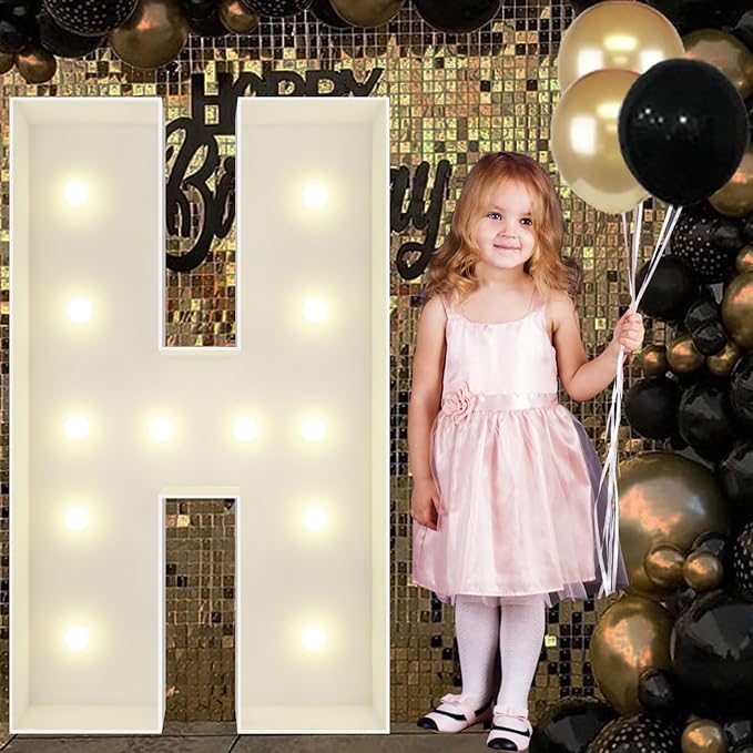 4FT Marquee Light Up Letters H, Big Marquee Letter for Baby Shower Birthday Engagement Wedding Marry Me Party Decor