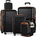 TILYMOL Luggage Sets 5 Piece - Expandable Suitcase Set with TSA Lock & Spinner Wheels, Lightweight PP Hardshell Travel Luggage for Men Women, Black