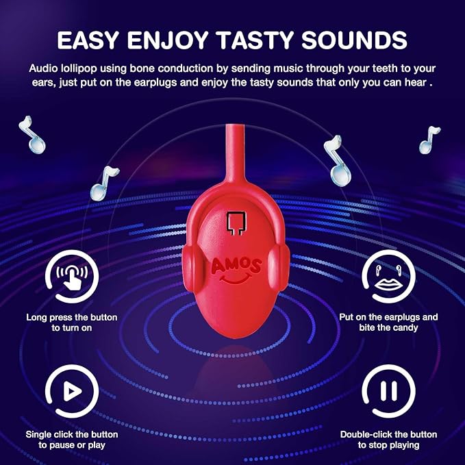 Amos Music Lollipop Candy, Audio Singing Lollipop, Unique Gift for Friends, Individually Wrapped Natural Strawberry Flavor - Pack of 1
