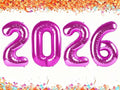 2026 Rosy Purple Balloon Numbers 40 Inch, Nye Decor Party Decorations Happy New Year, Class of 2026 Decorations Party Supplies