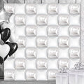 50PCS White and Silver Square Foil Balloon Wall, Double Sided Metallic Silver White Garland Kit, Reusable DIY Mylar Balloon Arch for Anniversary Birthday Engagement Bridal Baby Shower Party Decor