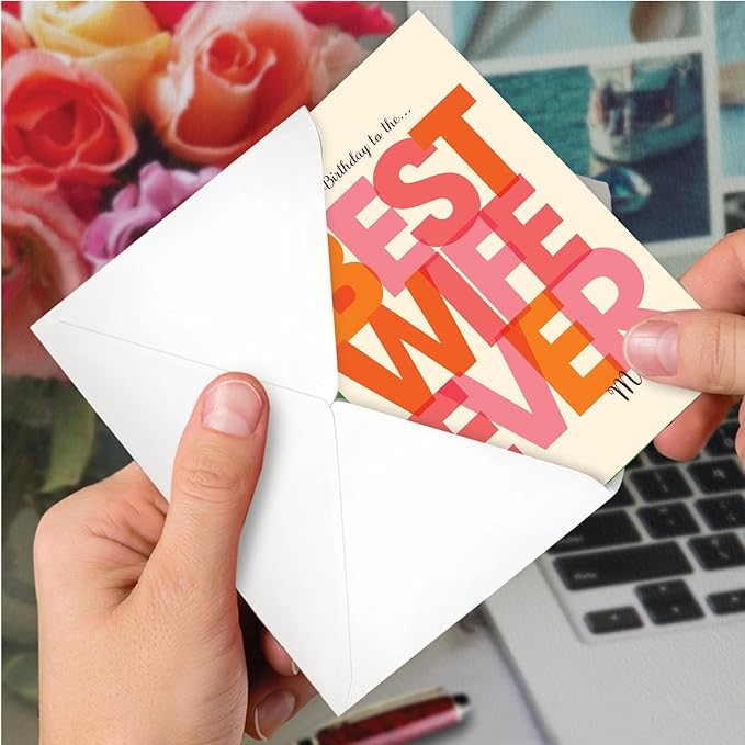 NobleWorks - 1 Sassy Happy Birthday Card Funny - Hilarious Grown-Up Card for Women, Wife, Stationery Humor - Best Wife Ever C7350BDG