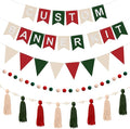 139 Pcs Felt DIY Custom Banner Kit Include 104 Letters 18 Swallowtail Flags 15 Pennants 2 Pcs Pom Pom Garland Tassel Pompom Decoration for Home Baby Shower Birthday(Christmas Red)