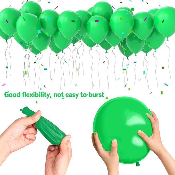 Green Balloons 12 Inch 100 Pack Thicken Latex Green Balloons for Christmas Party Decorations