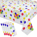 Mulbozy 4 Pcs Birthday Tablecloth Disposable Plastic, Colorful Balloons Confetti Happy Birthday Table Covers for Parties Decoration Supplies, 108 x 54 inch
