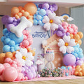 Blue Balloon Garland Arch Kit with Bone & Daisy Flower Foil Balloons,151 Pcs Pastel Pink Blue Purple Blush Balloons for Dog Paw Birthday Decorations Blue Puppy Themed Baby Shower Party Supplies