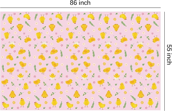 Chicken Party Decorations Tablecloth for Kid's Birthday Baby Shower, 3pcs Disposable Farm Animal Barnyard Pink Little Chick Birthday Party Supplies Tablecover, 86in x 55in